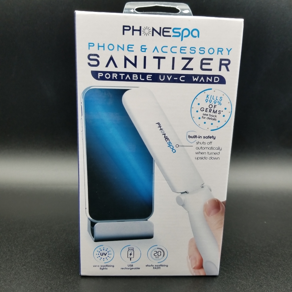 PhoneSpa Phone & Accessory Portable UV-C Sanitizer Wand Kills 99.9% of Germs New